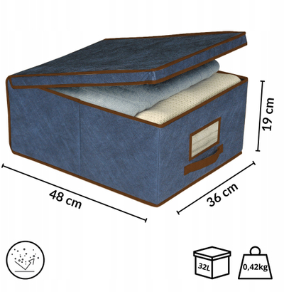Kuti për rregullim Blue Medium Box, madhësi e mesme, prej materiali tekstil jo të endur, blu