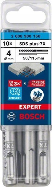 Set frezash çekiçi Bosch Expert SDS-plus-7X, 4mm, 10 copë, gjatësi pune 50mm