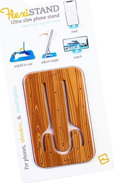 Mbajtëse telefoni Thinking Gifts FlexiStand, fleksibël, pamje dru, kafe