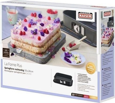 Tepsi tortash Kaiser La Forme Plus 2300638072, drejtkëndore, çelik me veshje qeramike, gri