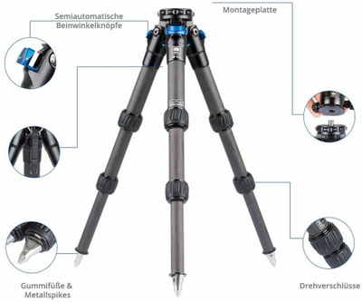 Фотографски трипод Sirui Compact XL, карбон, капацитет 15 kg, црн