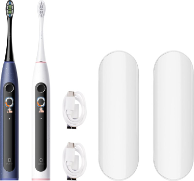 Furçë dhëmbësh elektrike Oclean X Lite S Duo Set, sonike, me ekran smart, blu e gri