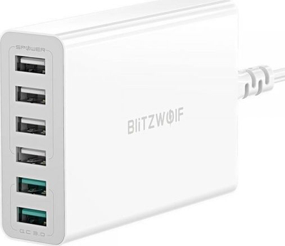 Karikues USB BlitzWolf BW-S15, 6x USB A, 60W, i bardhë