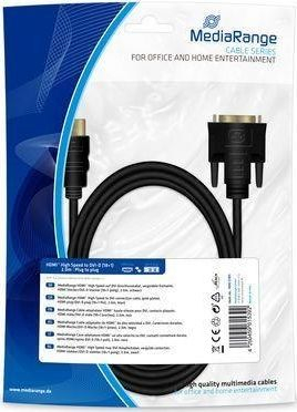Kabllo HDMI në DVI MediaRange, gold plated, e zezë
