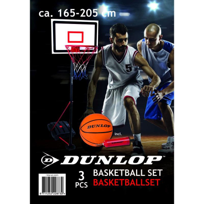 Set basketbolli Dunlop Adjustable 3in1, lartësi 1.65 - 2.05 m, i zi me të kuqe