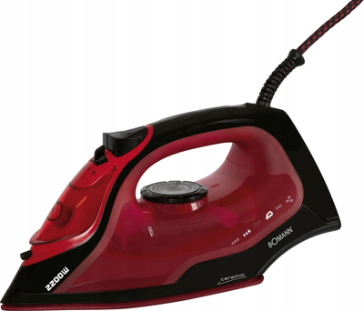 Hekur me avull Bomann DB6035CB, 2200W, bazë qeramike, i zi me të kuqe