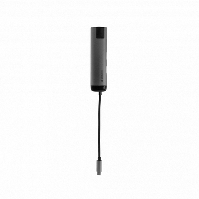 USB C хаб Verbatim 3.1 Gen, повеќепортен, HDMI RJ45 USB, сив
