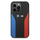 Këllëf telefoni BMW M Silicone për iPhone 15 Pro Max, me shirita blu edhe të kuq, i zi