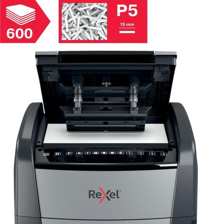 Makinë sharrimi dokumentesh Rexel AutoFeed+ 600M P-5, 600 fletë, kosh 110L, gri