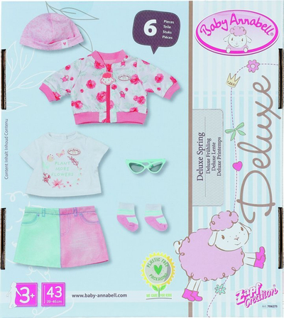 Set rrobash për kukullën Zapf Baby Annabell Deluxe Spring, 43 cm, rozë pastel