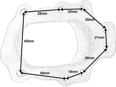 Downpipe TurboWorks_D, Flanxhë T25 T28 GT25 GT28 me 3" V Band, gize
