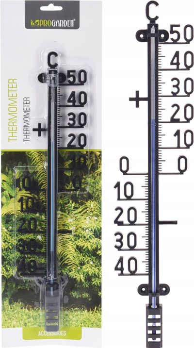 Termometër muri ProGarden 40 cm, për jashtë, i zi