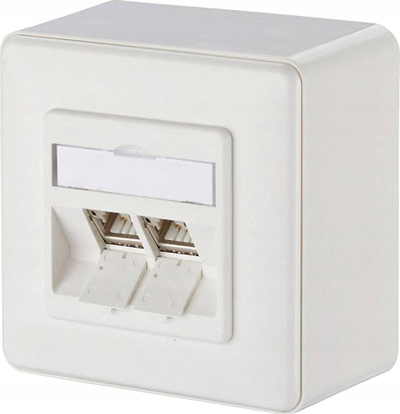 Prizë rrjeti BTR 130B12D20002-E, CAT 6A, 2 porta, montim sipërfaqësor, e bardhë