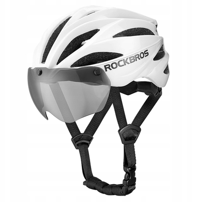 Helmë biçiklete Rockbros, 58–62 cm, me vizor dhe syze magnetike, e zezë