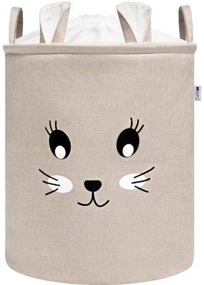 Кошница за организирање играчки Closing Toy Basket Premium XXL, 63L, модел зајаче, беж