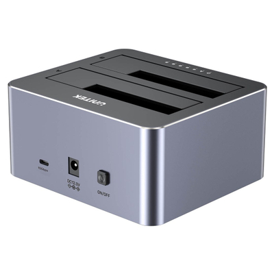 Stacion klonimi disqesh Unitek Y-3027GY01, 2 x SATA 2.5"/3.5", USB C 10Gbps, gri