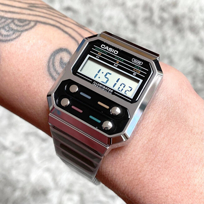 Orë digjitale Casio Collection Vintage A100WE-1AEF (662), e argjendtë