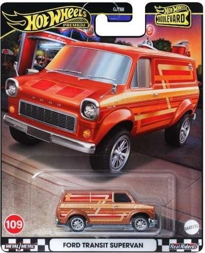Makina modeli Hot Wheels Ford Transit Supervan, Boulevard Series, diecast, bakër metalik me grafika