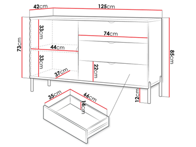 Komodë Fetroso 1D3SZ (125 x 85 x 42)