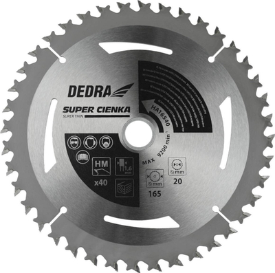 Teh rrethor për dru Dedra Super Thin, 210mm, 40 dhëmbë, gri