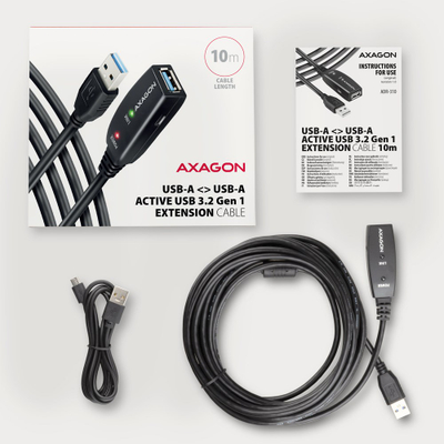 USB кабел Axagon ADR-310, USB A во USB A, 10 m, црн