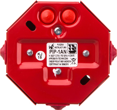 Kuti instalimi kundër zjarrit W2 PIP-1AN, siguresë 0.375A, IP20, e kuqe