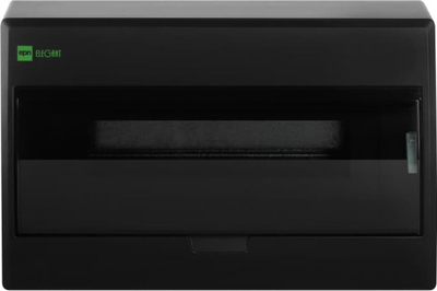 Kasetë shpërndarëse sipërfaqësore Elegant RN 1x12 PE+N, 12 module, IP40, e zezë