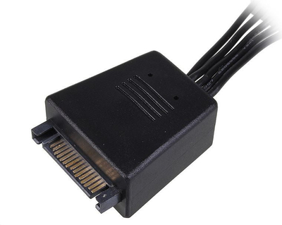 Kabllo adapter SATA SilverStone SST CP06, 1 me 4 konektorë, me 2 kondensatorë 2200µF, i zi