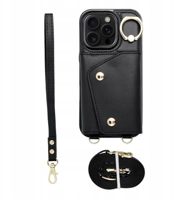 Këllëf portofol OEM Wonder për iPhone 13, me rrip, i zi