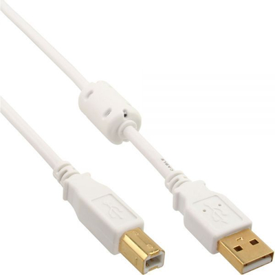 Kabllo USB InLine USB-A - USB-B, 10 m, e bardhë