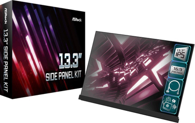 Panel anësor me ekran ASRock 13.3", IPS, FHD, i zi