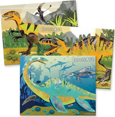 Set kreativ DinosArt Sand &amp; Foil Activity Kit, me dinozaurë, për kalamaj 7+