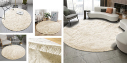 Tapet Tapi Round Shaggy, rreth 120 cm, polyester, krem