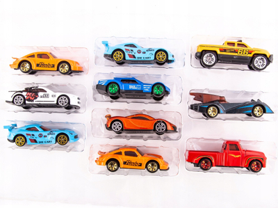 Set lodrash makina garuese die-cast Racing Car, 10 copë, metal plastik, shumëngjyrëshe