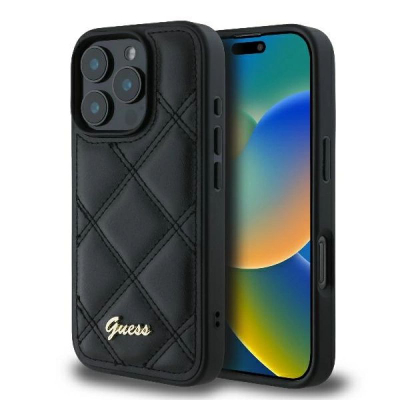 Këllëf telefoni Guess Quilted Metal Logo për iPhone 16 Pro Max, 6.9", i zi
