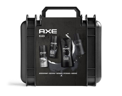 Set për trup Axe Black xhel dushi 250 ml + deodorant 150 ml + antiperspirant 150 ml + losion pas rrojës 100 ml + çantë kozmetike