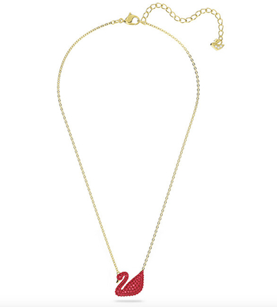 Aksesor për qafore Swarovski Swan, i artë/kuq