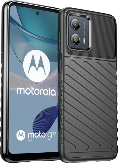 Këllëf telefoni Hurtel Thunder Case për Motorola Moto G53, silikon i blindum, i zi