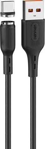 Kabllo magnetike USB Type C Denmen D18T, 1m, 2.4A, e zezë