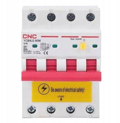 Ndërprerës diferencial CNC YC9BLE-80M, 4P, 16A C, 30mA 6kA, i bardhë
