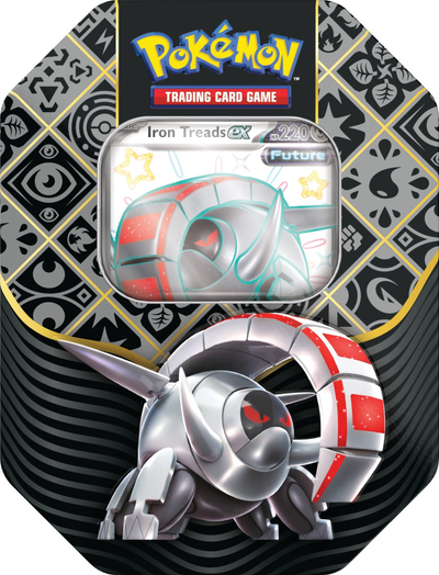 Kuti kartash Pokémon TCG Paldean Fates Tin, Scarlet and Violet 4.5, 4 booster packs, shumëngjyrëshe