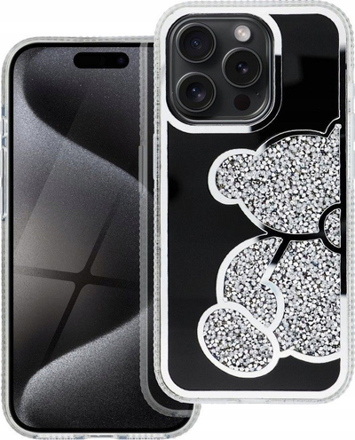 Kapak telefoni Teddy Bear për Samsung S22, PU TPU, argjend