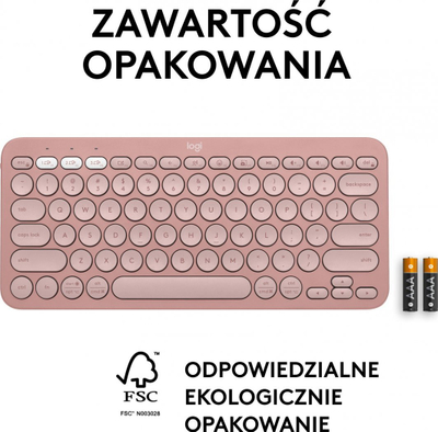 Тастатура Logitech Pebble, wireless, US INTL, розева