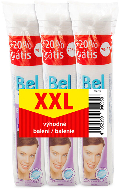 Сет памук за отстранување шминка Bel Cosmetic, 3 x 84 парчиња