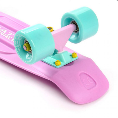 Skateboard Meteor Matt 23717, plastik, 56 cm, rozë me mint