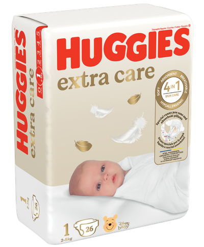 Pelena Huggies® Extra Care 1 (2-5 kg, 26 copë)