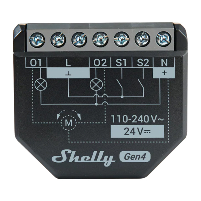 Rele inteligjente Shelly 2PM Gen4, 16A 2 kanale, matje energjie, Wi-Fi Matter Zigbee, e zezë