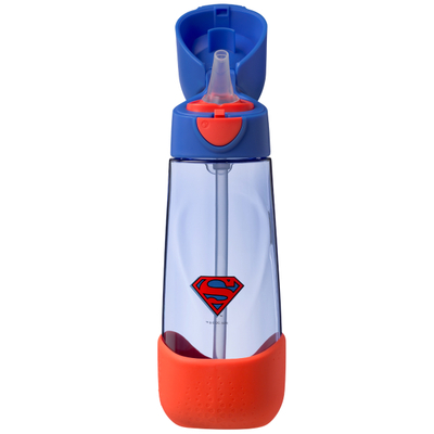 Shishe uji për fëmijë b.box Tritan, 600ml, me pipë, Superman, blu e kuqe