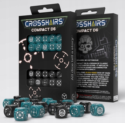Set zare Q-Workshop Crosshairs Compact D6, 20 copë, 14mm, turkez stormy dhe të zinj