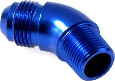 Adapter turbo TurboWorks Full Flow, 45°, AN8 në 3/8 NPT, blu